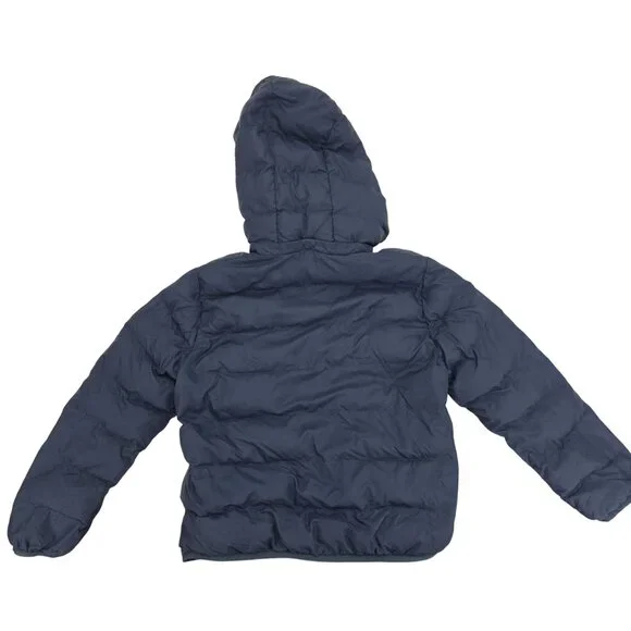 Uniqlo Puffer Jacket Youth Kids Boys 7-8 Navy Blue Lightweight Full Zip Hooded - Picture 7 of 9